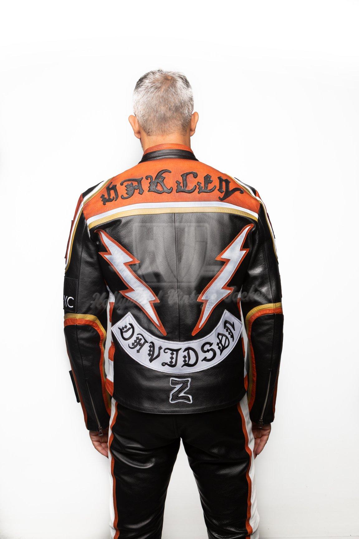 Cafe Racer Mickey Rourke Harley Davidson & The Marlboro Man Motorcycle  Leather Jacket, Black, Orange, White, Yellow, XX-Small : :  Clothing, Shoes & Accessories