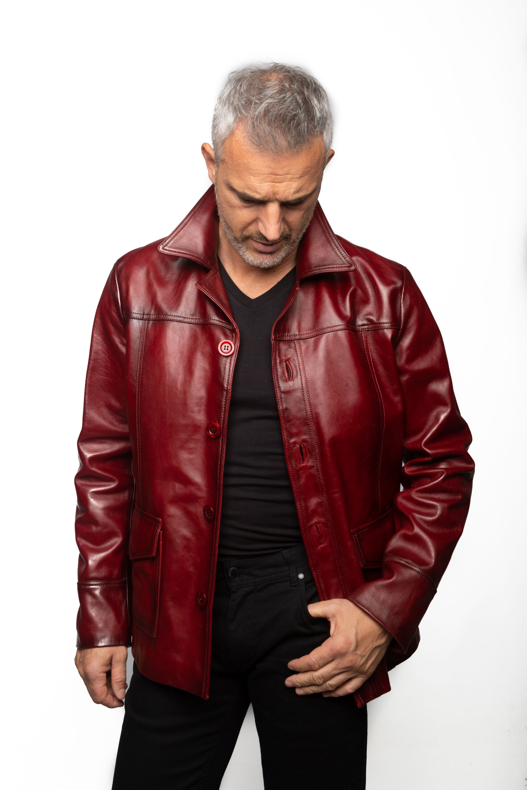 vintage leather jacket red