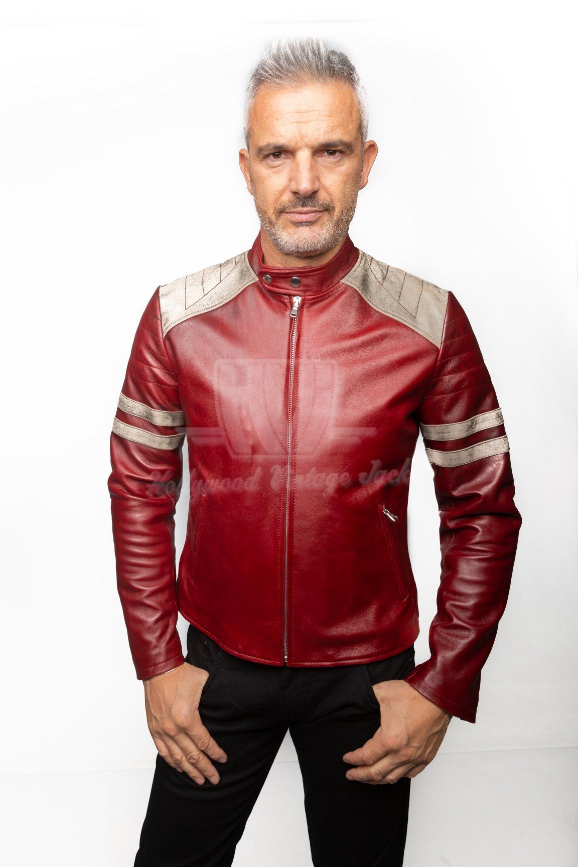 Fight Club red/black&white leather jacket | Tyler Durden - Hollywood  Vintage Jacket