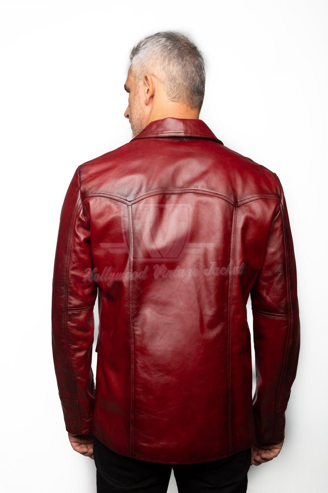 Fight Club inspired  giacca in pelle Rossa - Hollywood Vintage Jacket